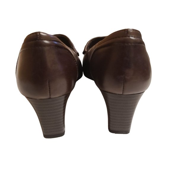 Thom McAn Thea Womens Loafer 30125 Brown Leather 2" Block Heel size 8 W - Picture 3 of 7